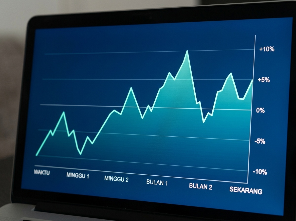 Grafik garis pergerakan indeks harga saham gabungan pada layar